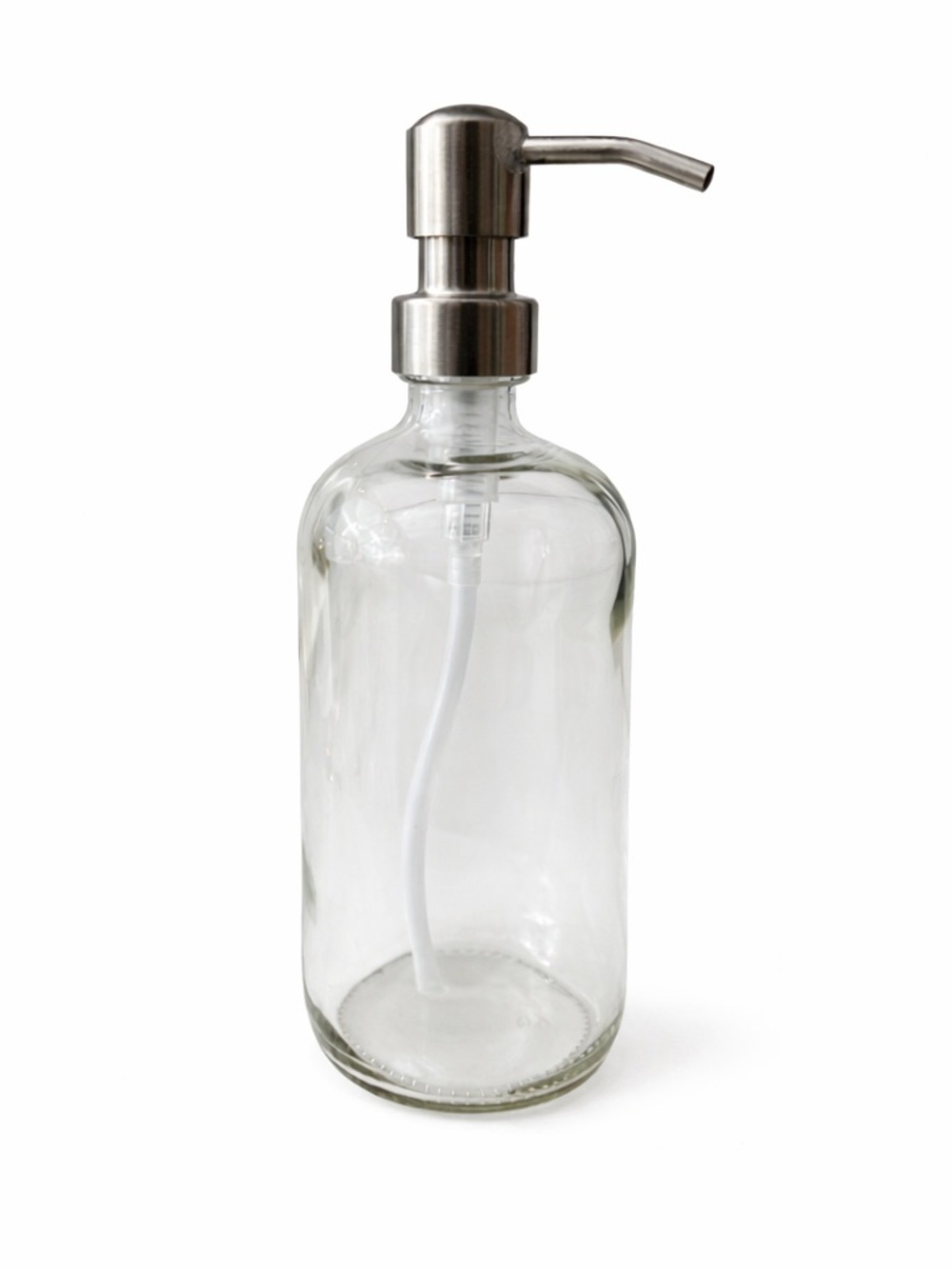 16 OZ. GLASS SOAP DISPENSER W/ METAL PUMP (CLEAR GLASS/SILVER PUMP)